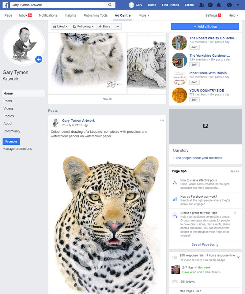 Facebook page for all the latest artwork news from Gary Tymon